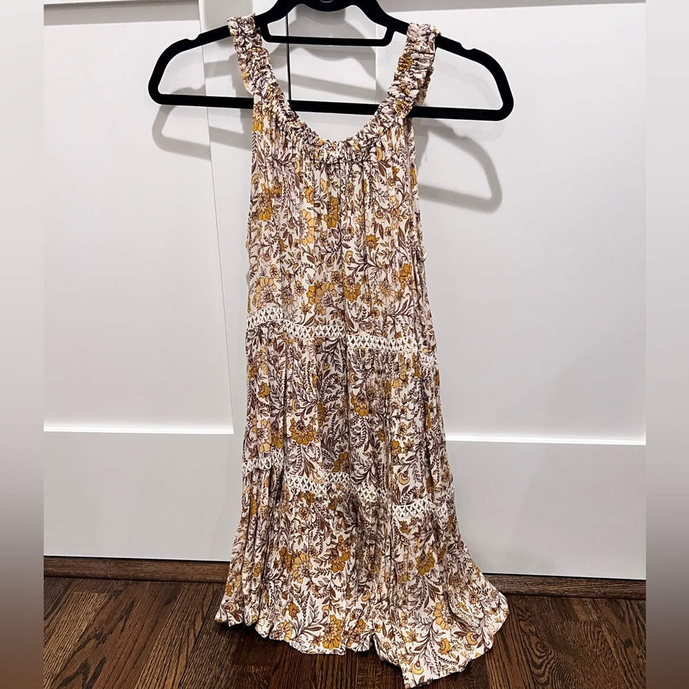 Aqua Floral Dress with Crochet Detailing